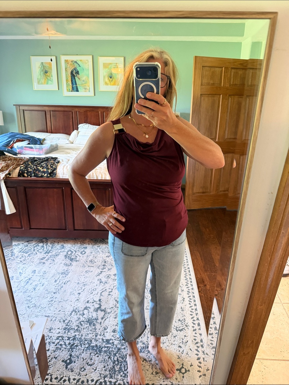 Women’s Burgundy Sleeveless Cowl Neck Top